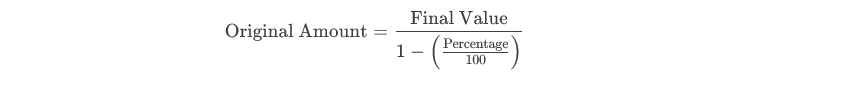 reverse percentage calculator- percentage decrease
