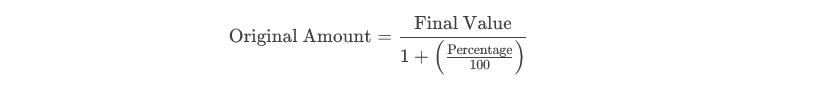 reverse percentage calculator - percentage increase